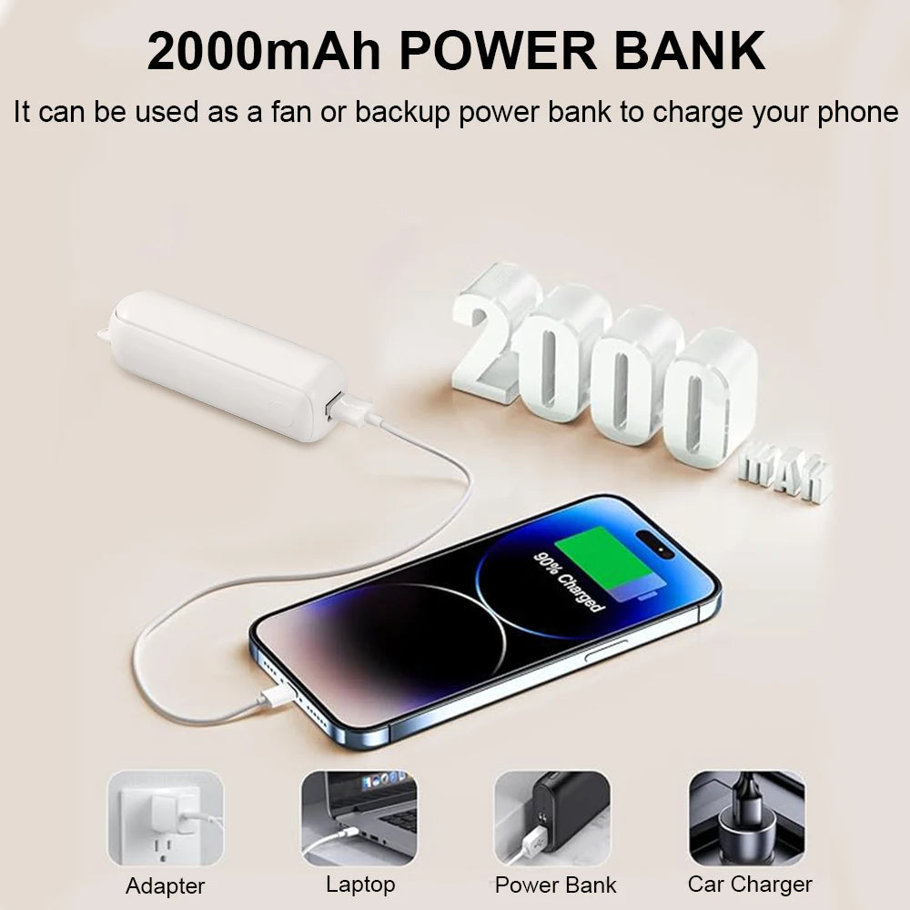 Portable Fan 2000mAh USB Rechargeable