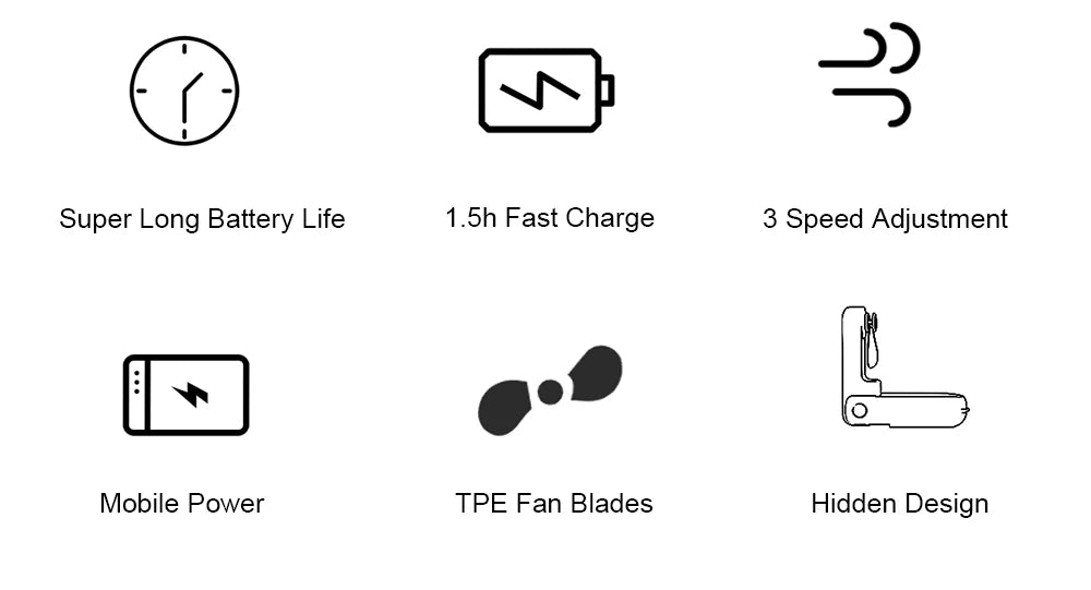 Portable Fan 2000mAh USB Rechargeable